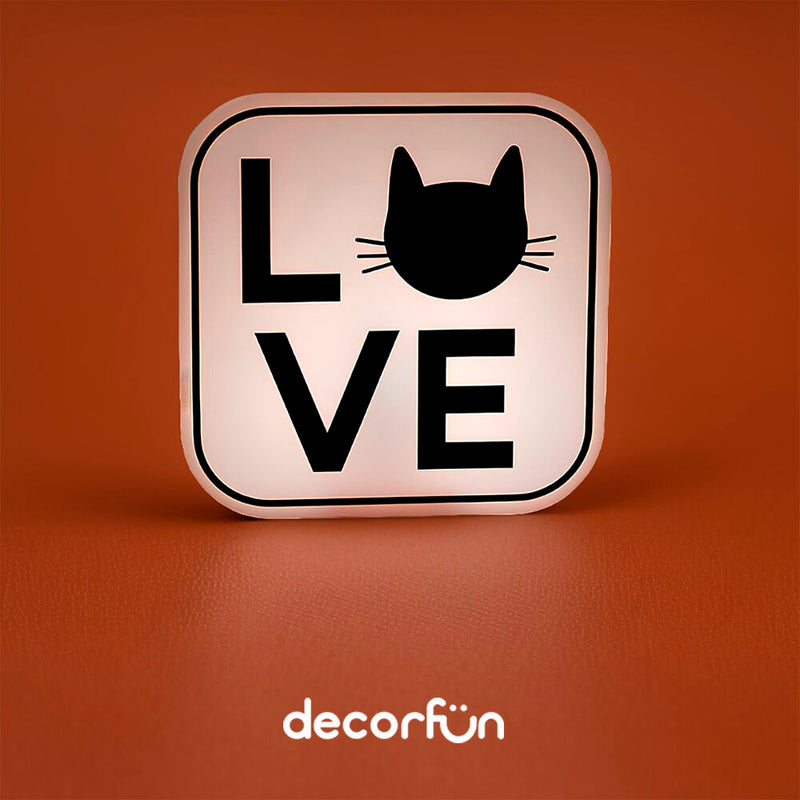Luminária Box Cat Lovers para Mesa ou Parede Iluminação Indireta